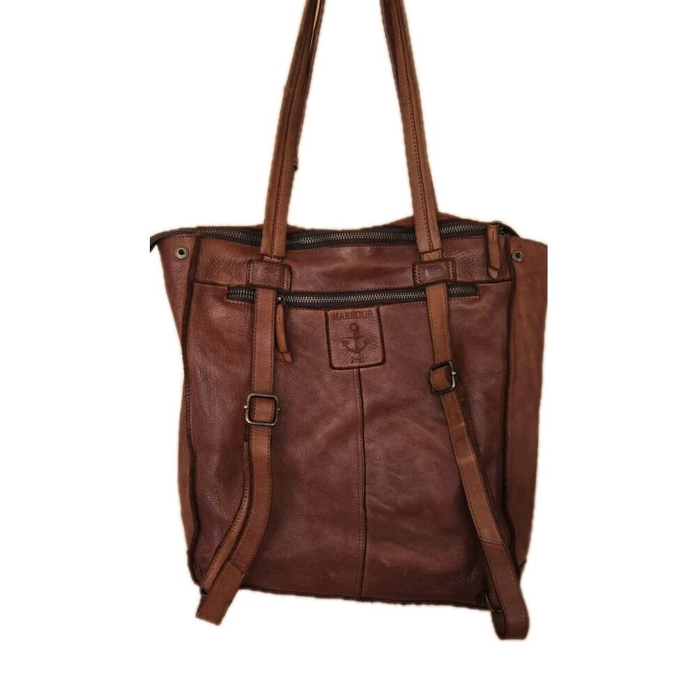 HARBOUR 2ND LARGE LEATHER CONVERTIBLE BACKPACK TOTE COGNAC